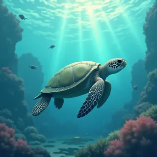 Ocean Journey with Turtle 🐢| Soft, Calming Colors | Digital Art