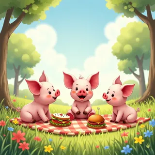 Piglet's Picnic Day 🐷| Gentle Watercolor Style | Digital Art