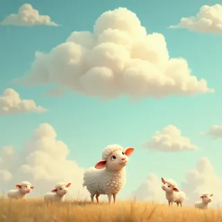 Sheep and the Big Sky 🐑| Soft Pastel Style | Digital Art