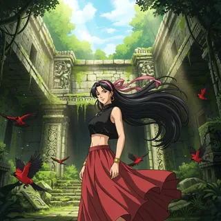 Dynamic, fantasy-inspired digital art; 90s, anime