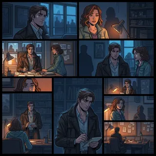 Cinematic, semi-realistic comic art style;