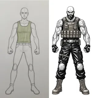 Analyze the composition, pose, and dynamic movements of the wooden man in the provided image, and transform it into a breathtaking anime-style masterpiece. Convert the wooden figure into a fully realized character with a fluid, expressive design that captures the essence of its original motion. Ensure a symmetrical yet dynamic composition, with the character’s pose emphasizing energy and purpose , fantastical accessories  and a vivid facial expression that conveys emotion and personality. Use a bold, harmonious color palette with rich gradients, crisp linework, and strategic shading/highlights to create depth and a polished anime aesthetic. Ensure the final artwork reflects the hallmarks of a high-quality anime masterpiece, with meticulous attention to detail, dynamic composition, and a captivating sense of movement and story.