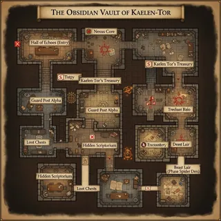 highly detailed, top-down fantasy dungeon map, no characters