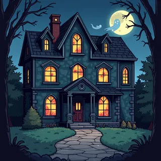 a comic in a retro pixel art style, set in a spooky haunted mansion. Ghostly apparitions, creaky staircases, and eerie mysteries await as a group of adventurers attempts to uncover the house's dark secrets.