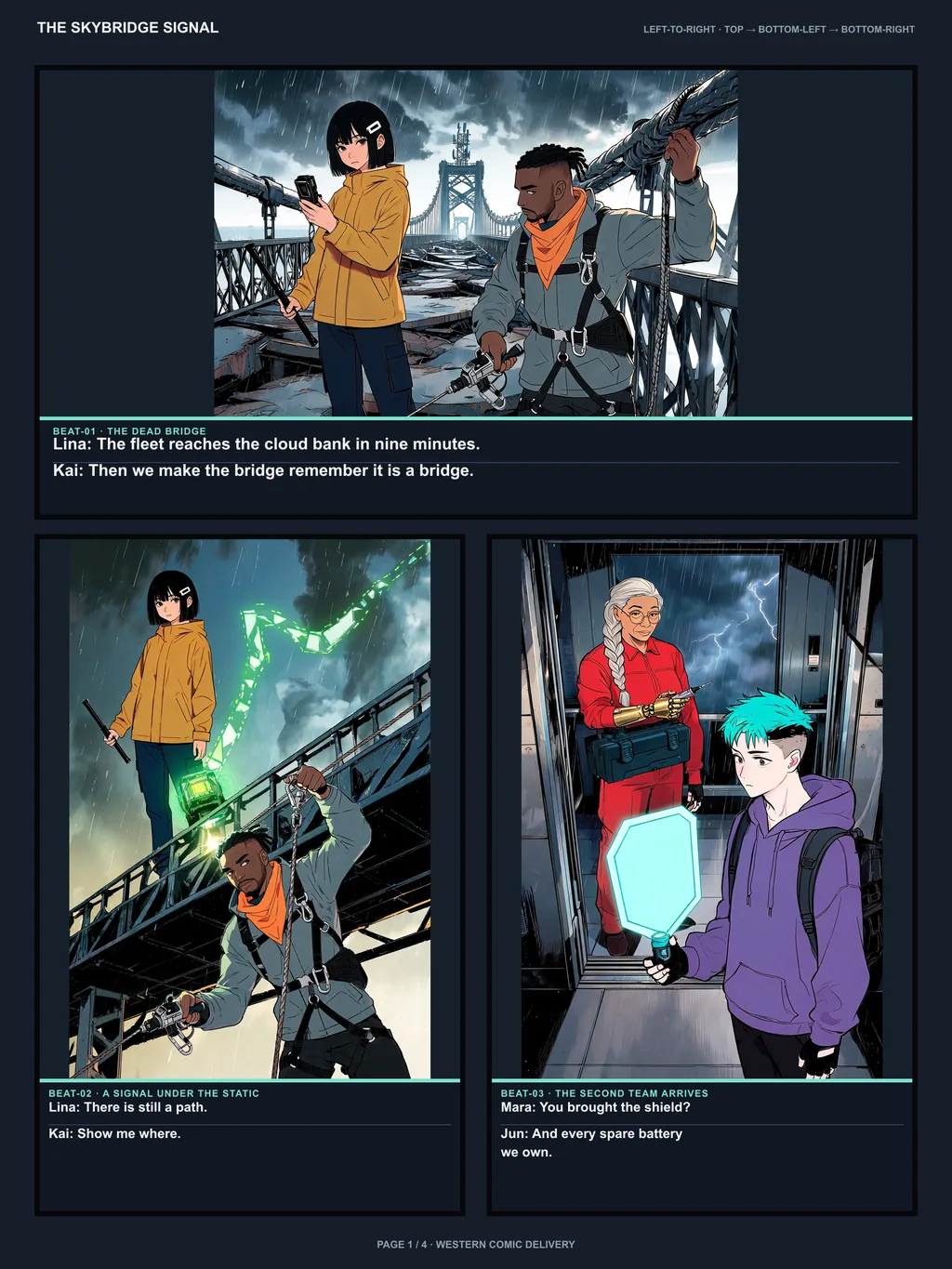 Original high-resolution first page of The Skybridge Signal Western comic delivery
