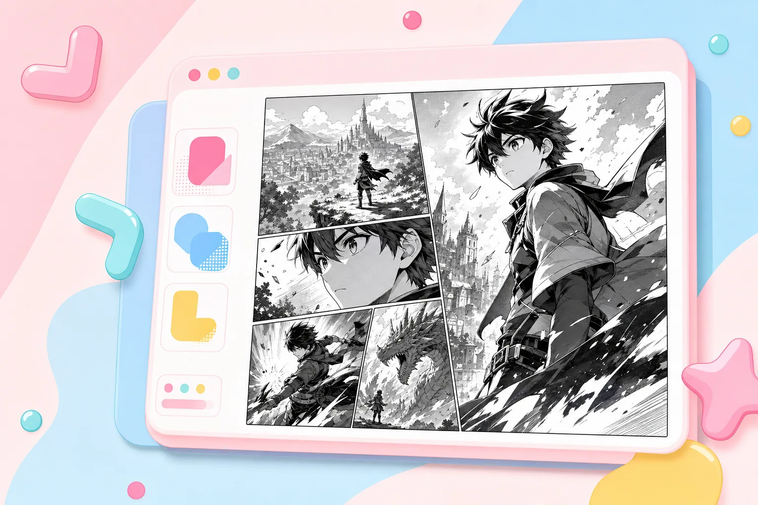 Manga page example made with AI
