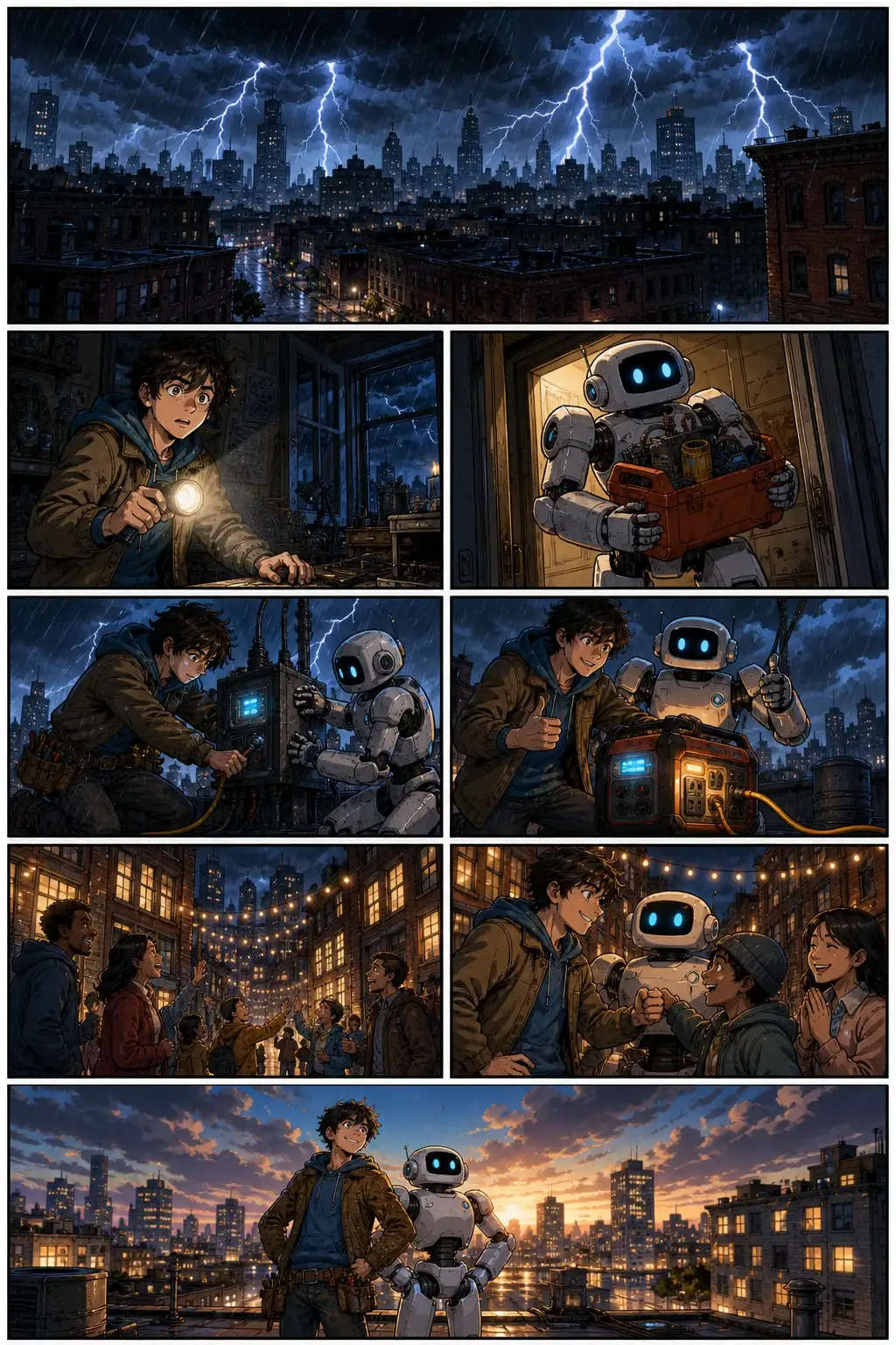 Free AI comic generator hero image showing a finished comic rescue page