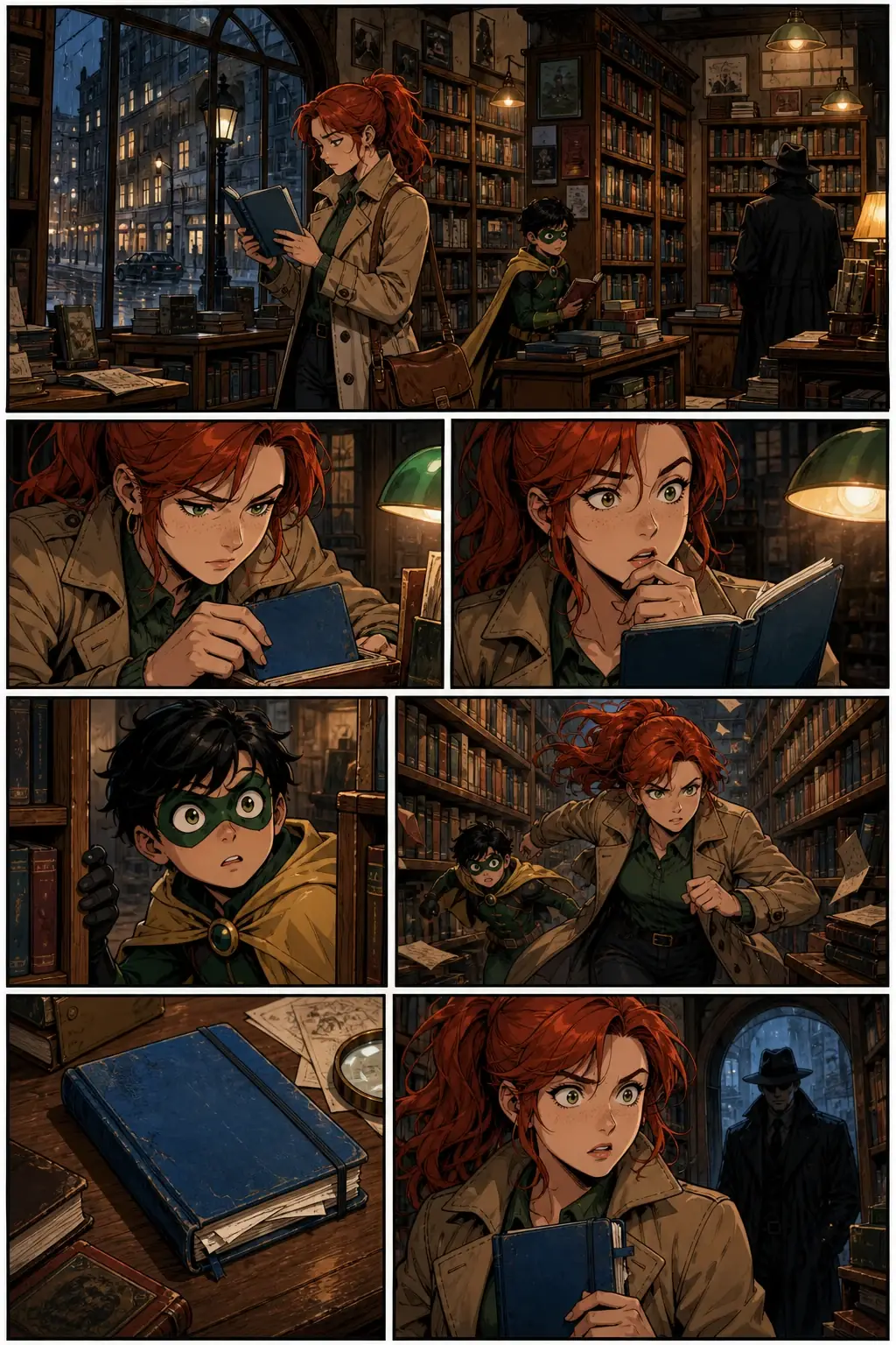 Long-form comic page showing recurring character continuity