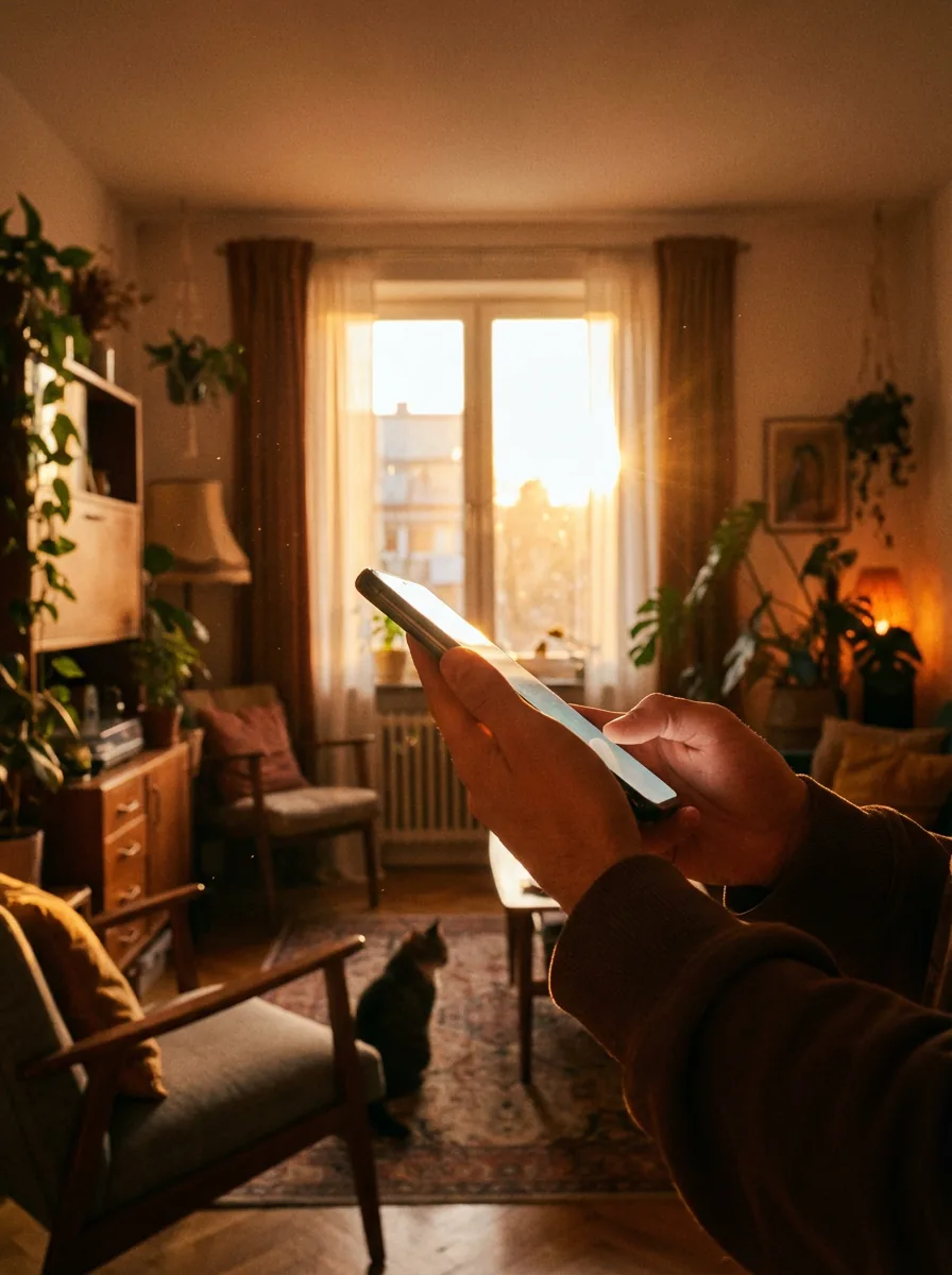 Handheld product demo poster