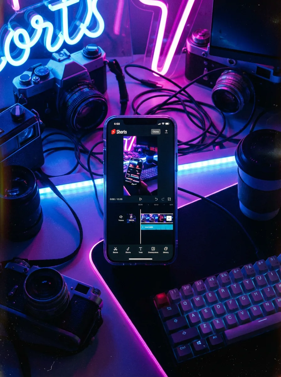 Phone editing YouTube Shorts poster