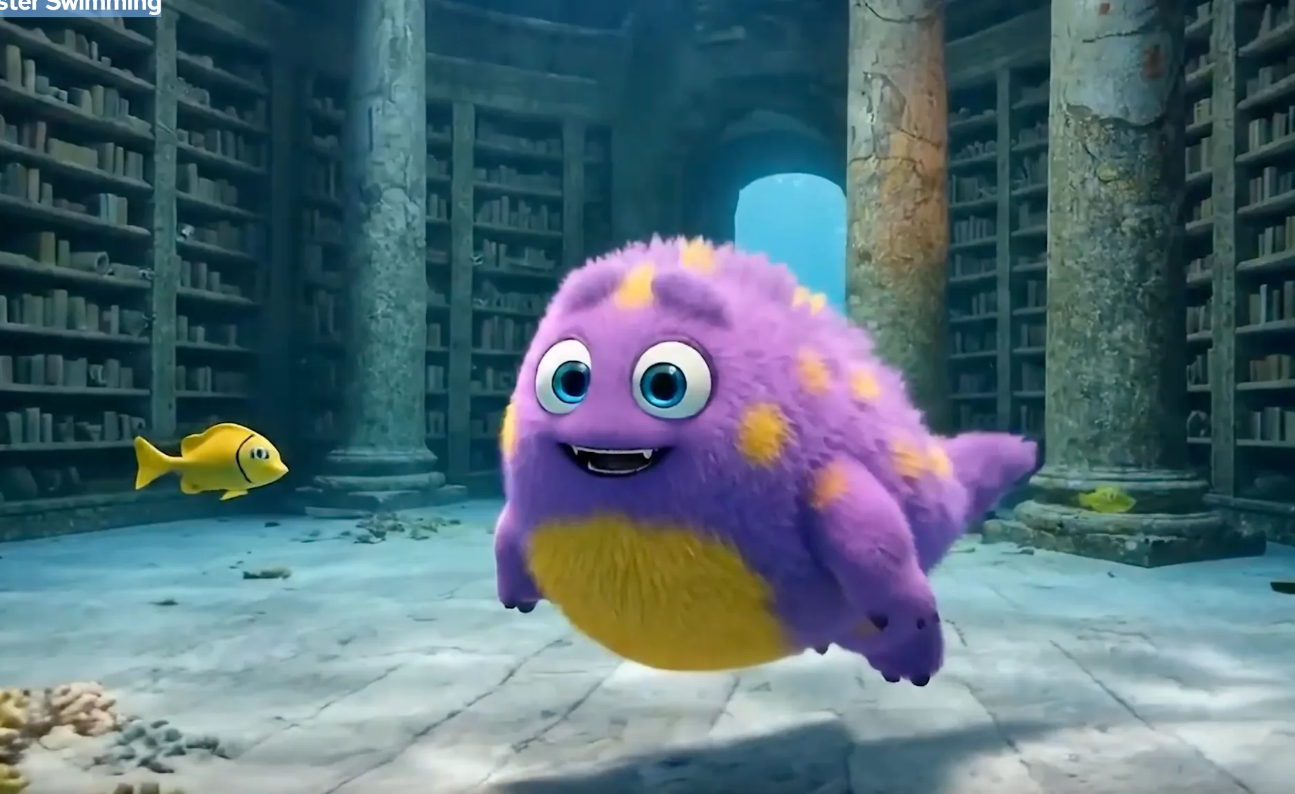 Cute Monster Swimming motion example