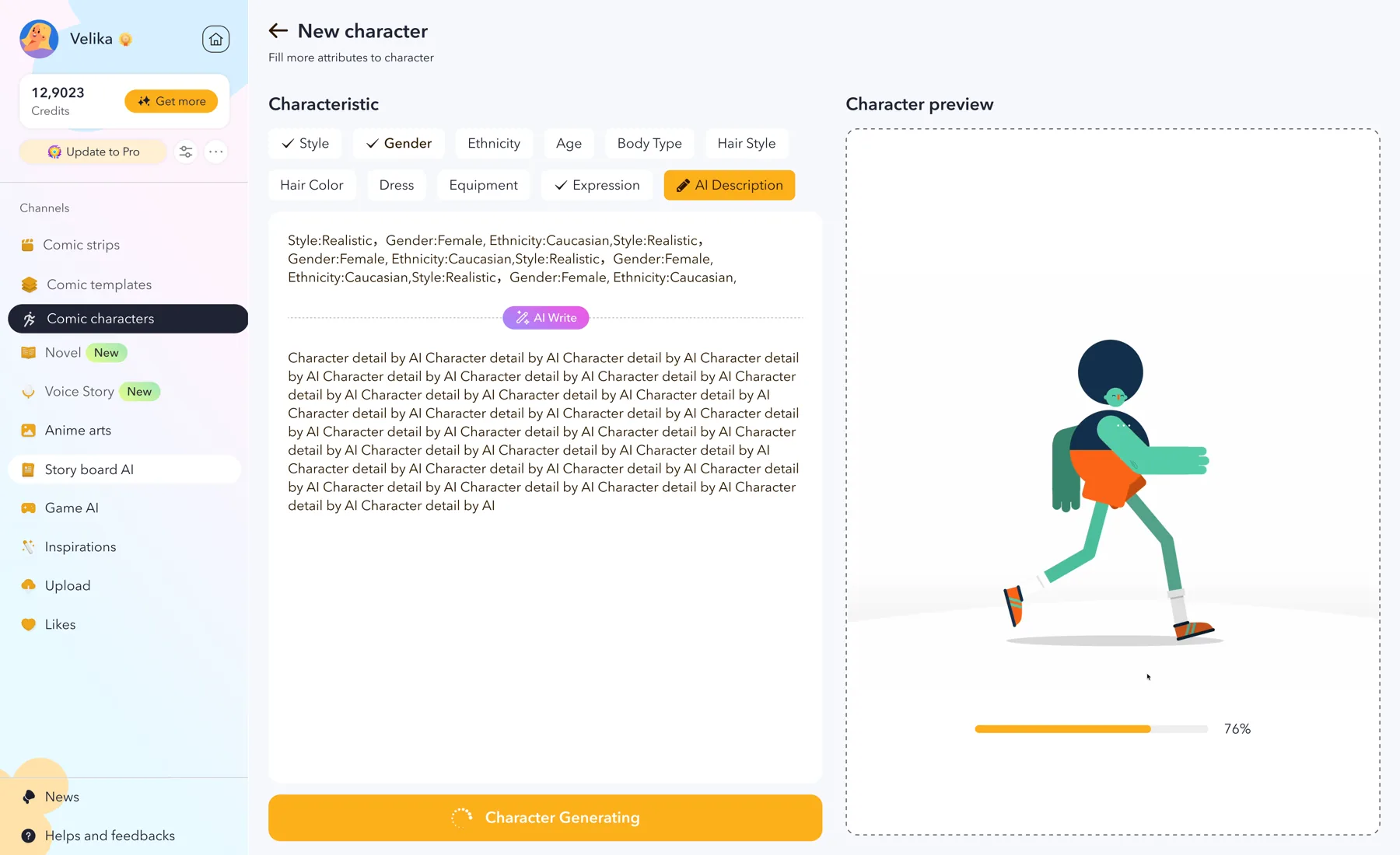 Character Studio canvas preview