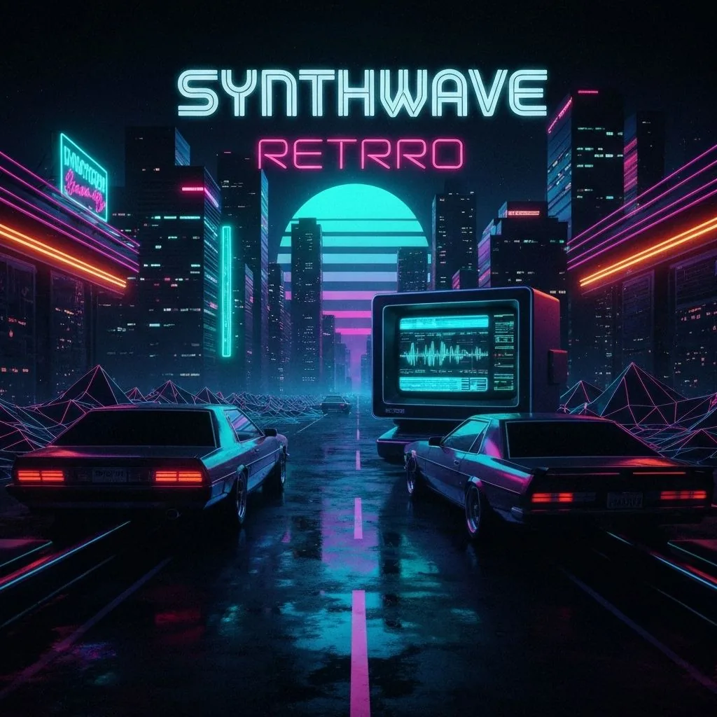 Ретро обложка на synthwave албум