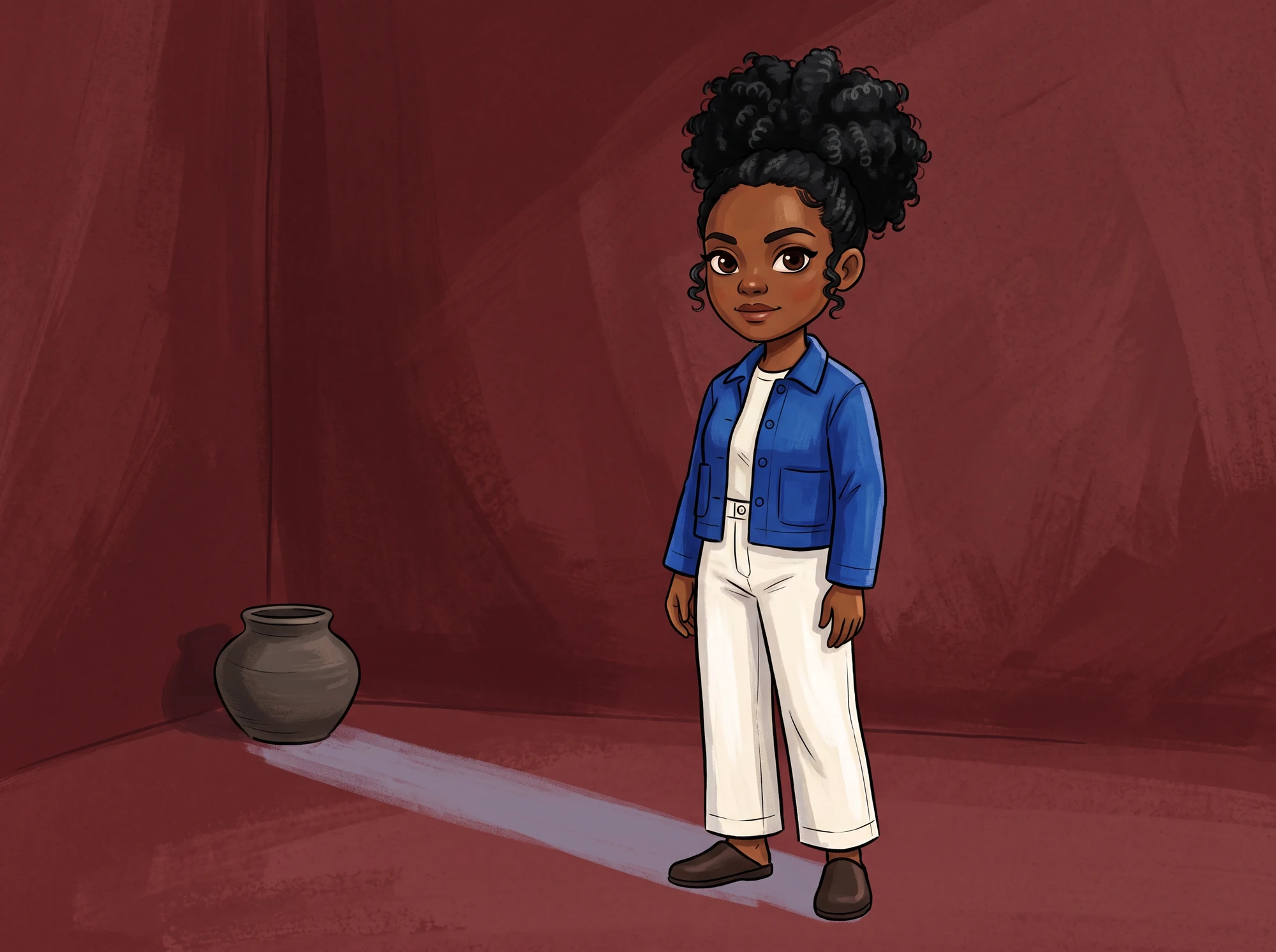 Un petit corps, une tête expressive et des détails de personnage simplifiés.