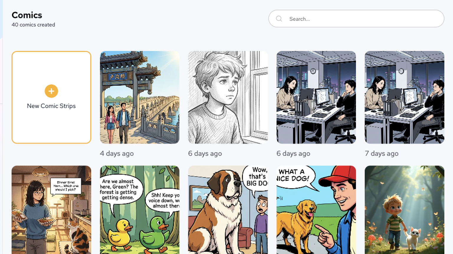 Comics home grid
