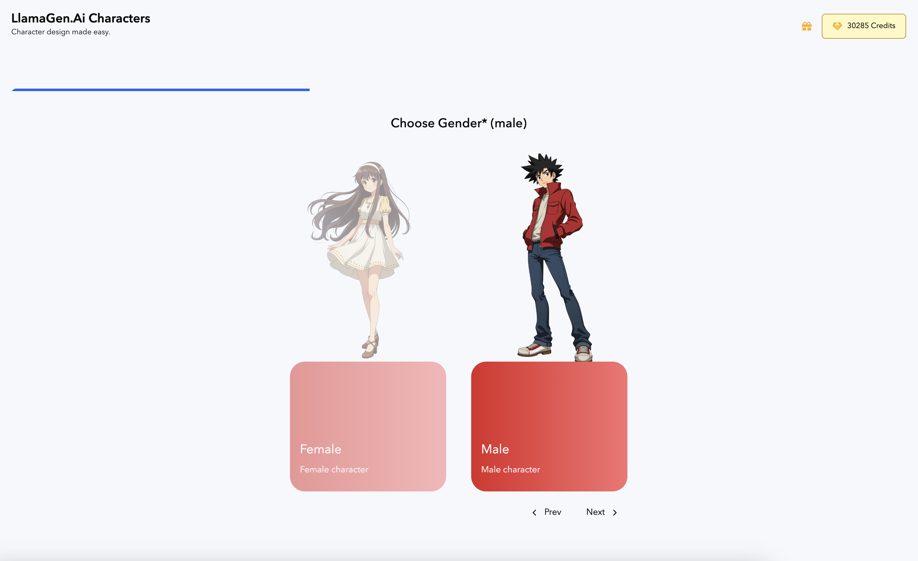 Interface de Design de Personagens
