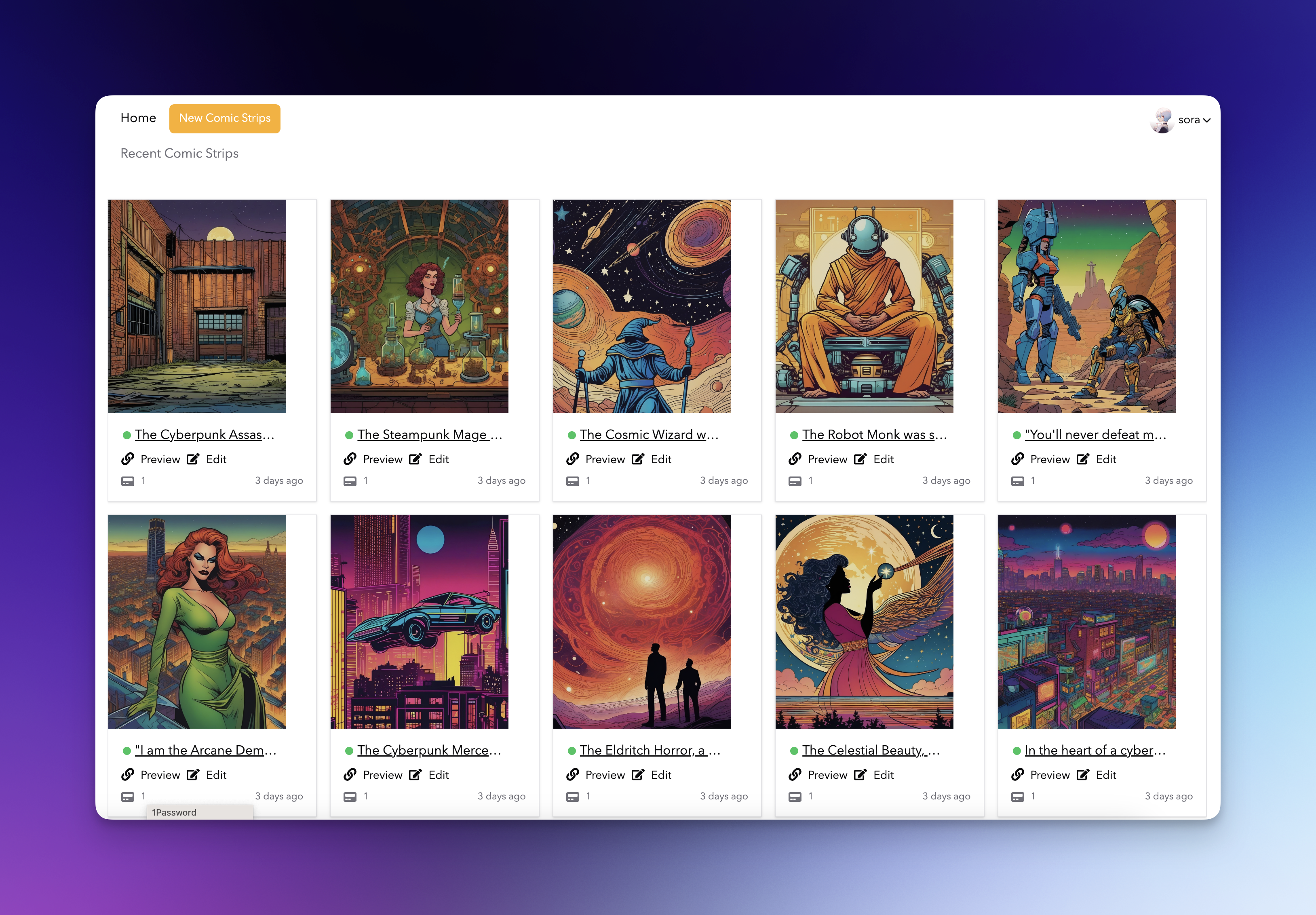 Galeria de Banda Desenhada, Bónus de Créditos de Utilizador e Mais