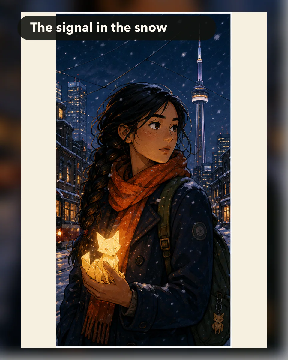Original Canadian graphic-novel cover The signal in the snow set in Toronto