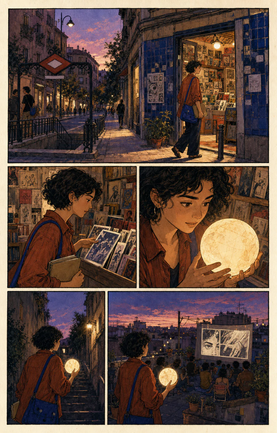Cómic literario ambientado en Madrid sobre una dibujante que encuentra una luna de papel