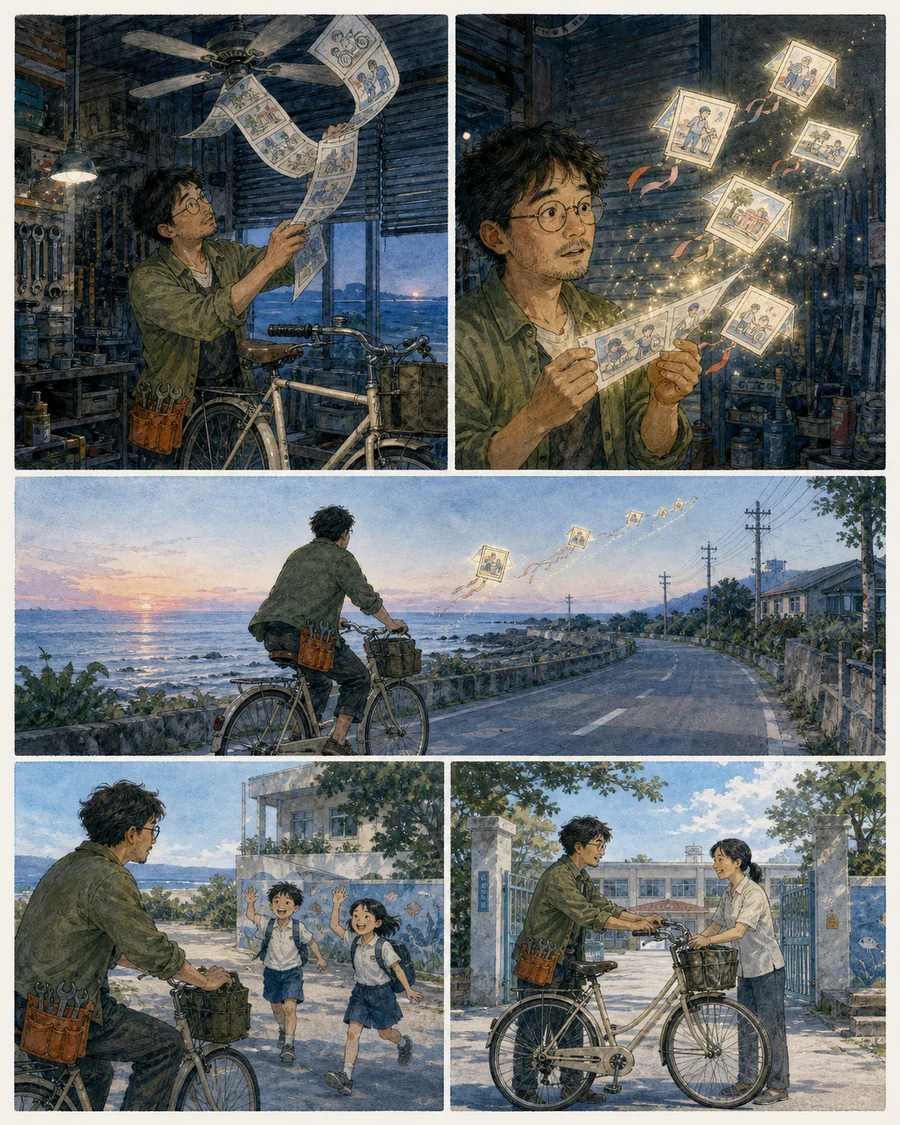 台東海邊分鏡師把撕裂分鏡修成會飛風箏的繁中漫畫