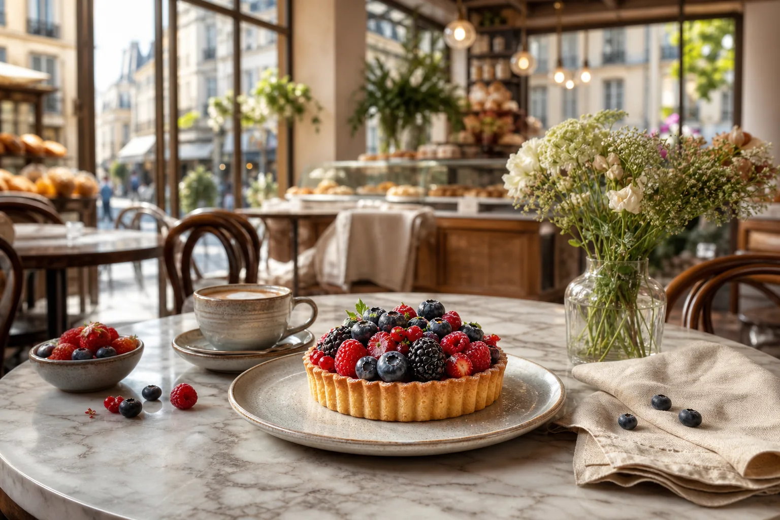 Ogu tarte produkta foto paplašināts gaišā kafejnīcas dzīvesstila ainā
