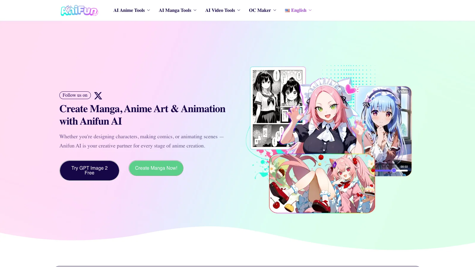 Anifun AI official website screenshot