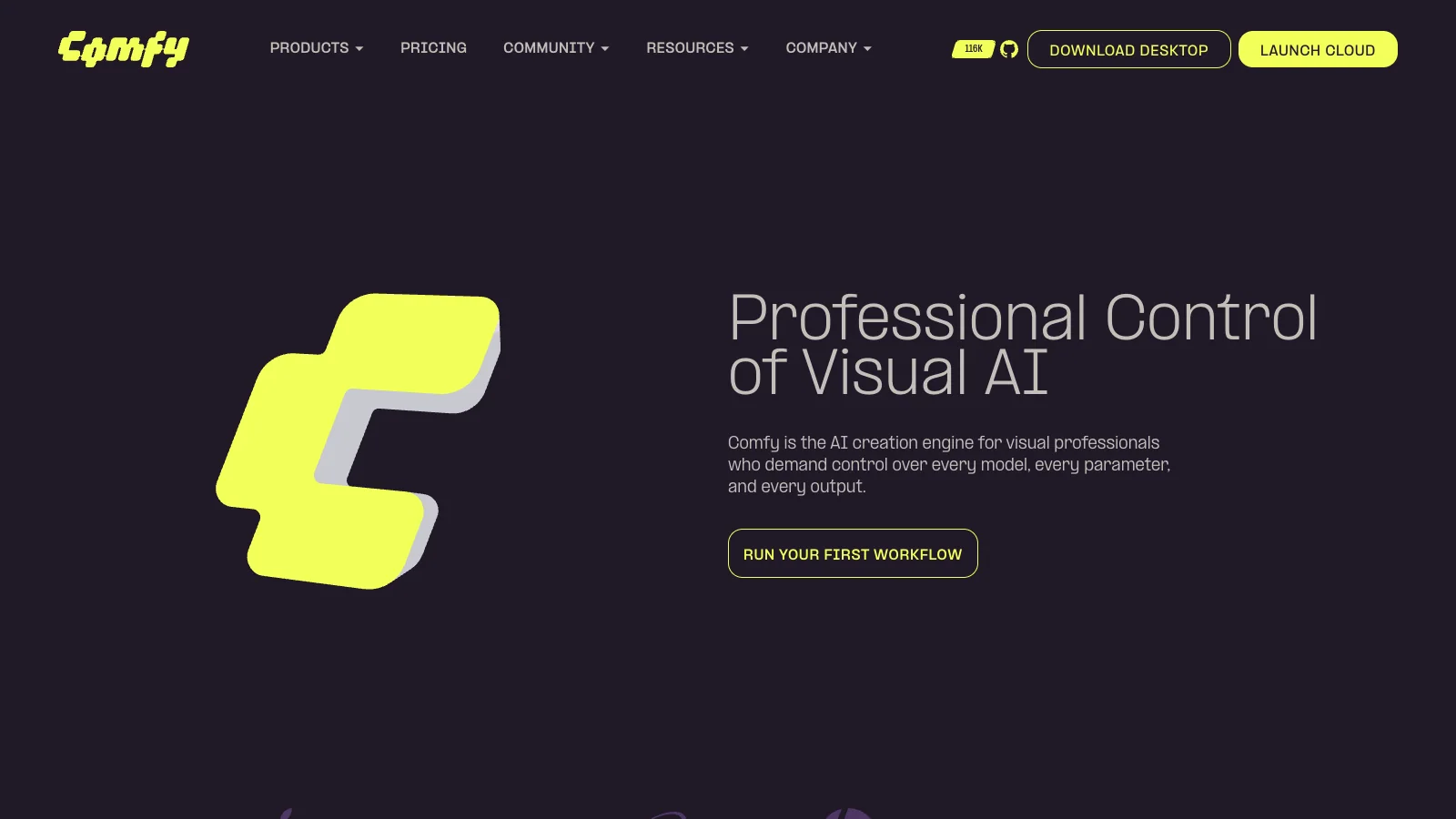 ComfyUI official website screenshot