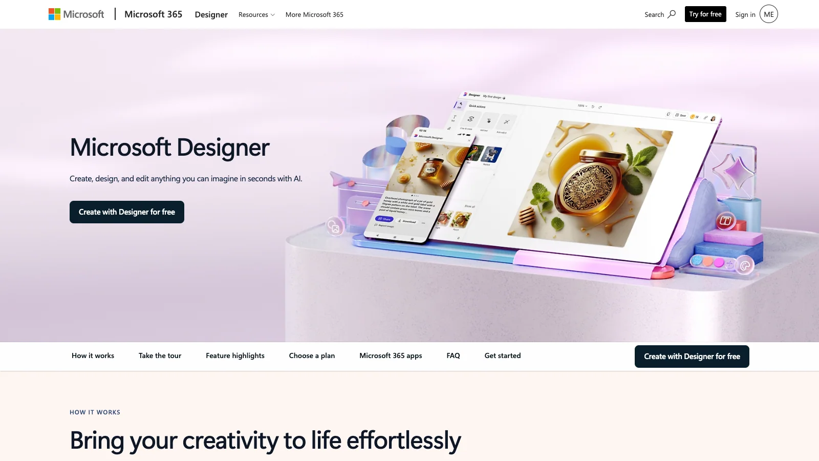 Microsoft Designer official website screenshot