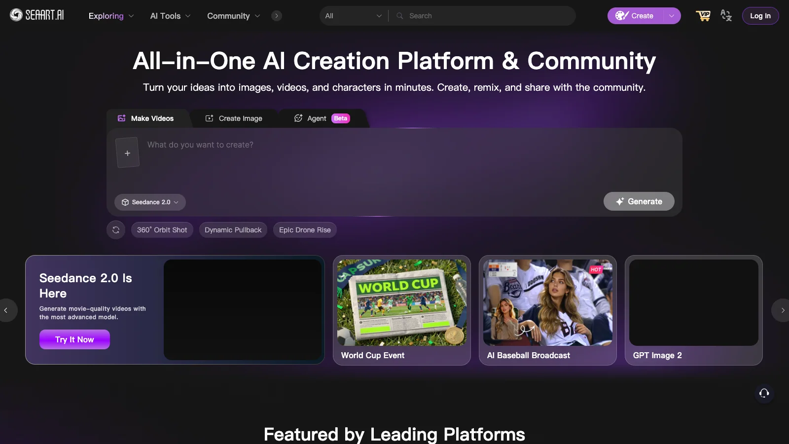 SeaArt AI official website screenshot