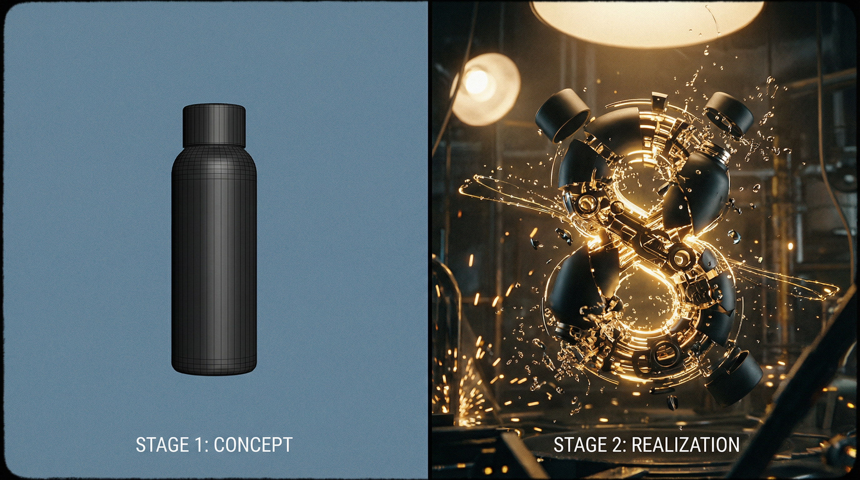 Matte Black Elixir Bottle with Purple Smoke Background