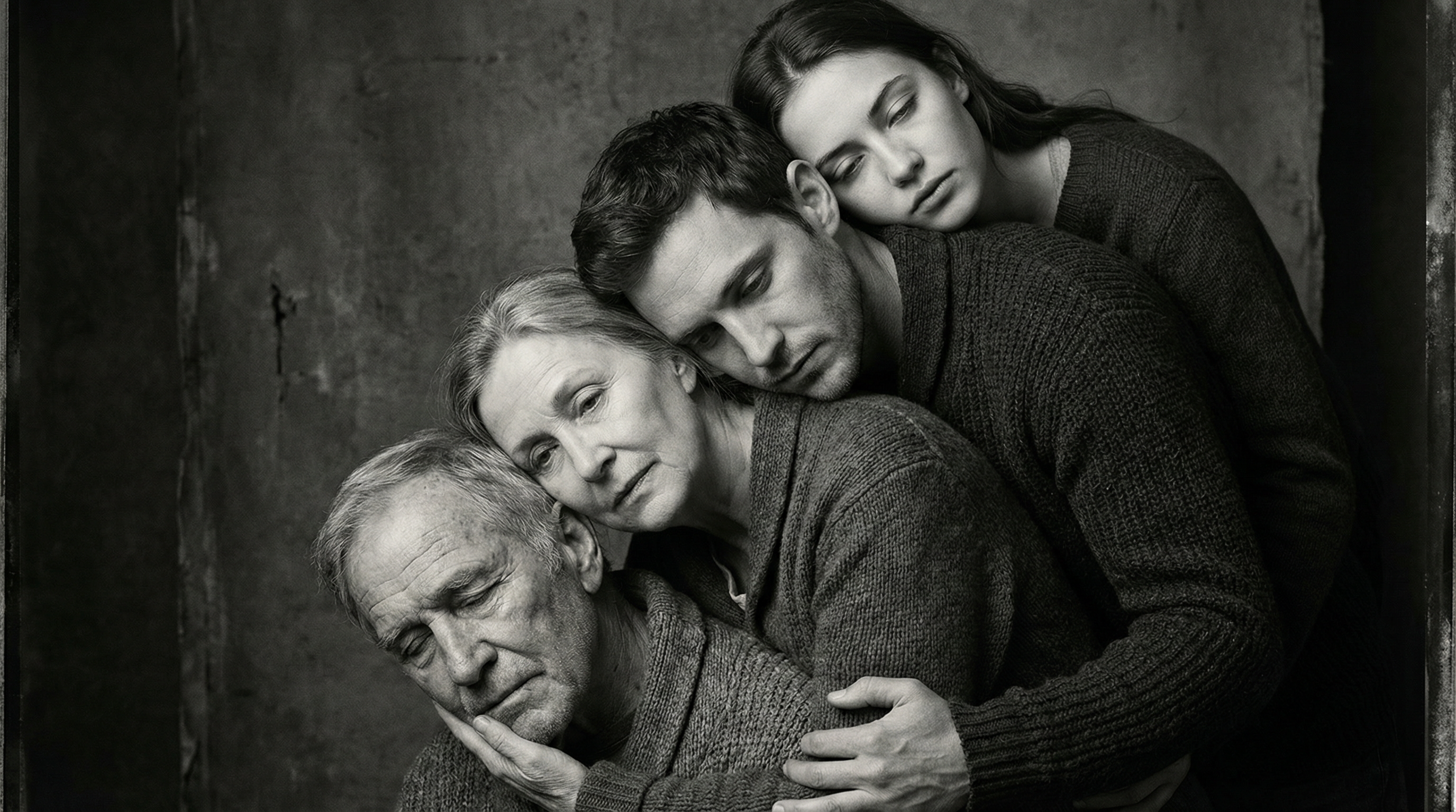 Photorealistic Black and White Family Portrait