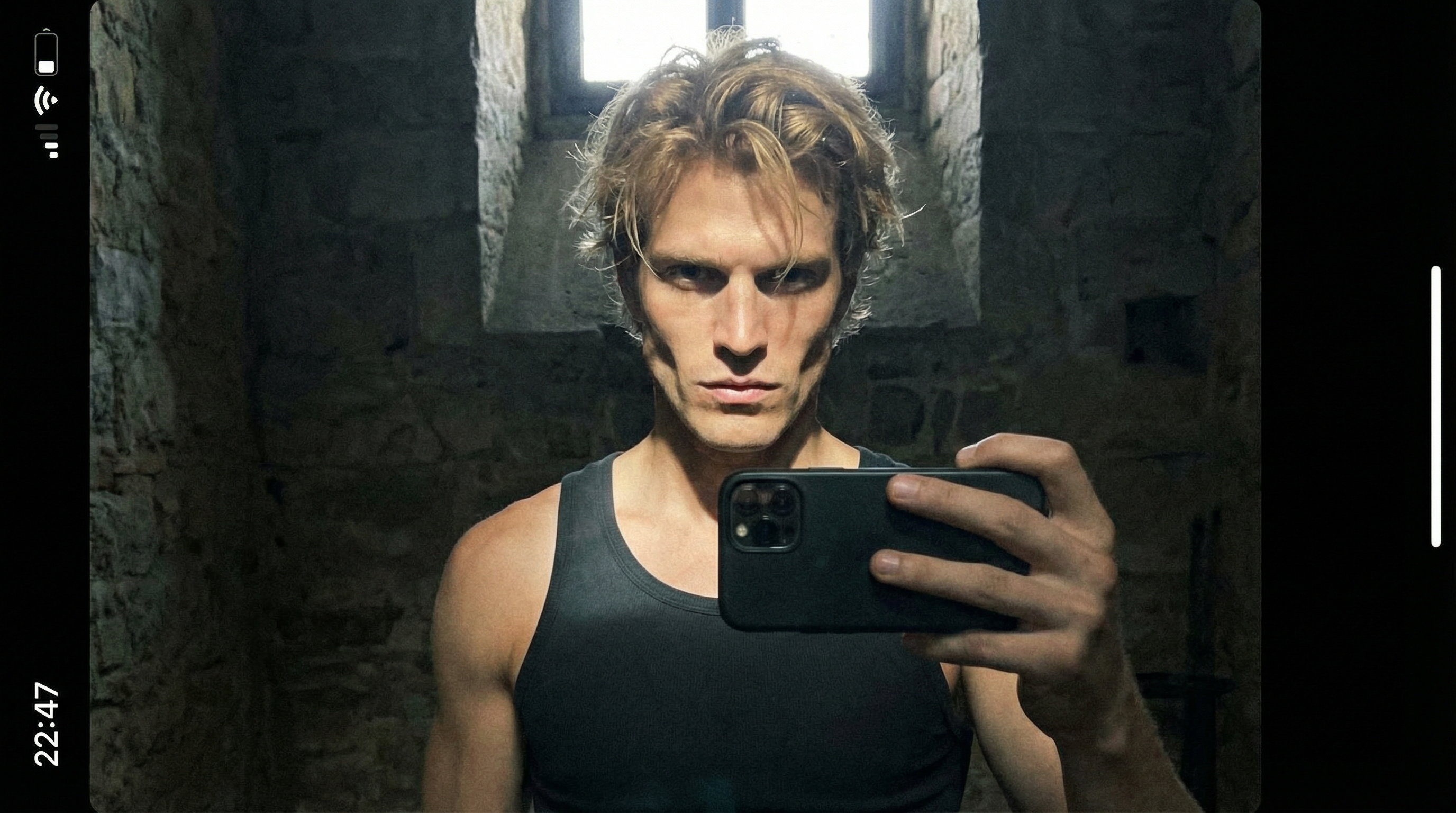 Dramatic Close-Up Male Selfie