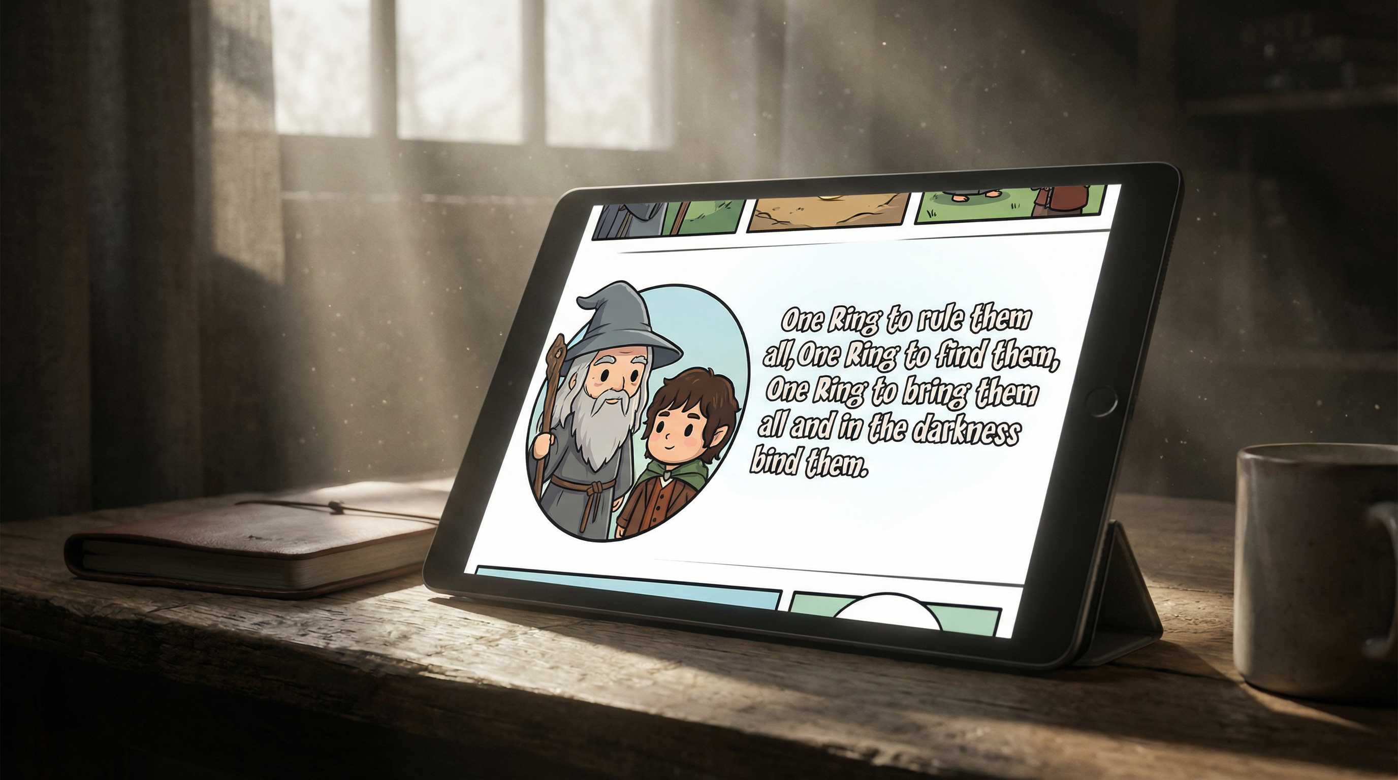 Cel-Shaded Comic Strip Prompt for LOTR Poem