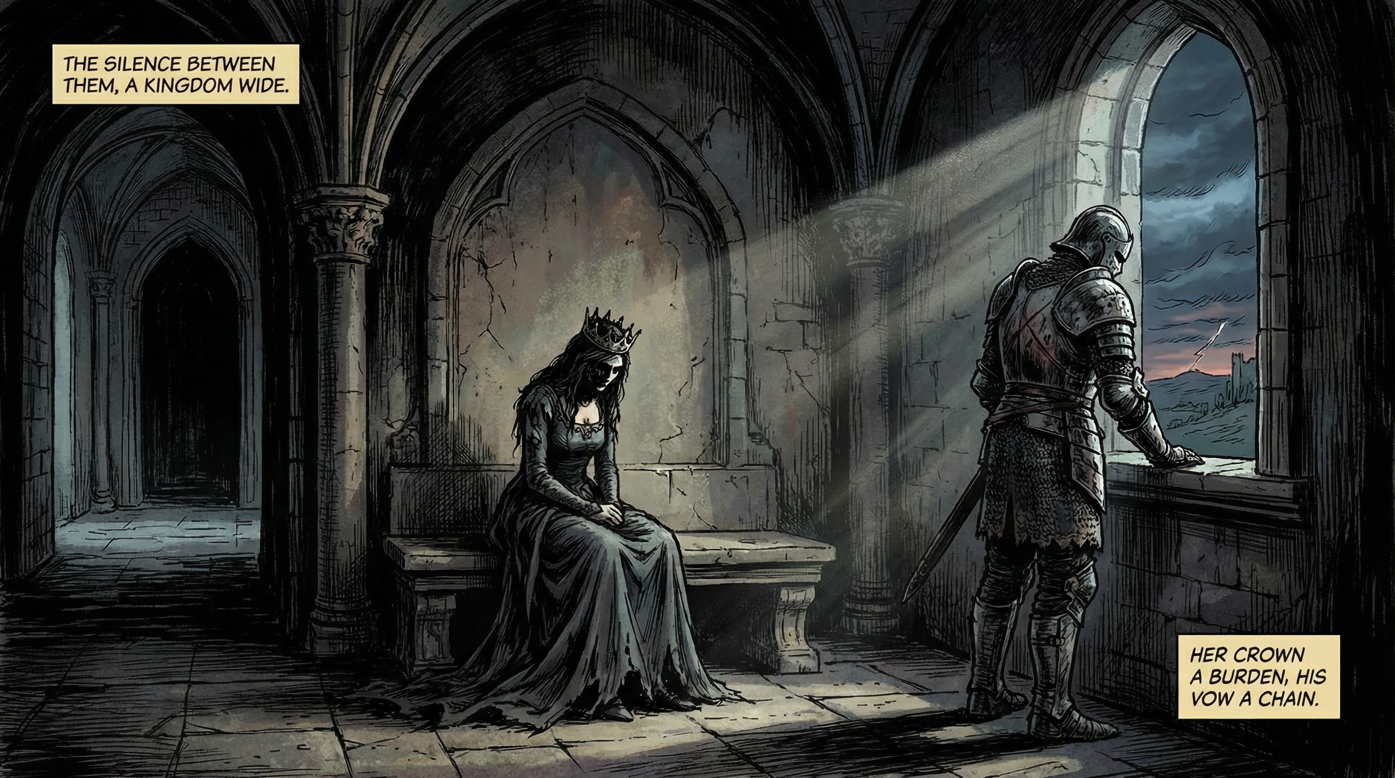 Melancholic Medieval Woman and Man