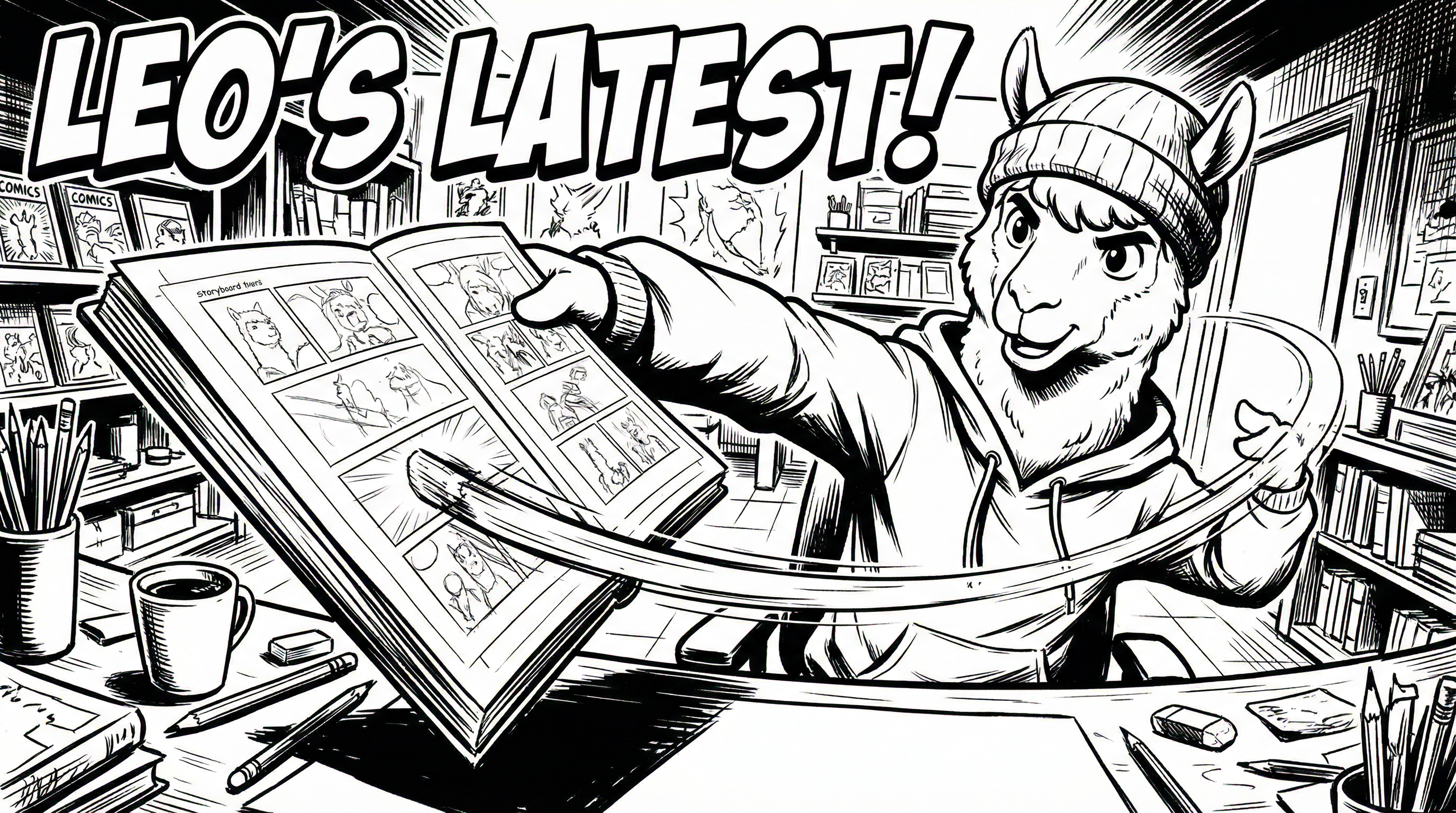 Manga IP Storyboard: Leo & Max Layout 123 (American Comic · Black & White)