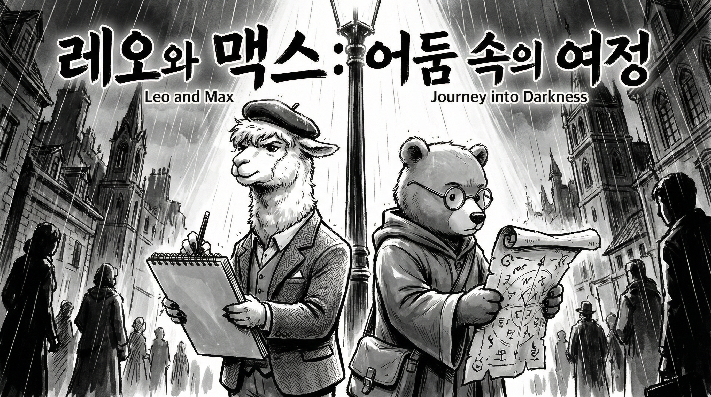 Manga IP Storyboard: Leo & Max Layout 140 (Korean Webtoon · Black & White)