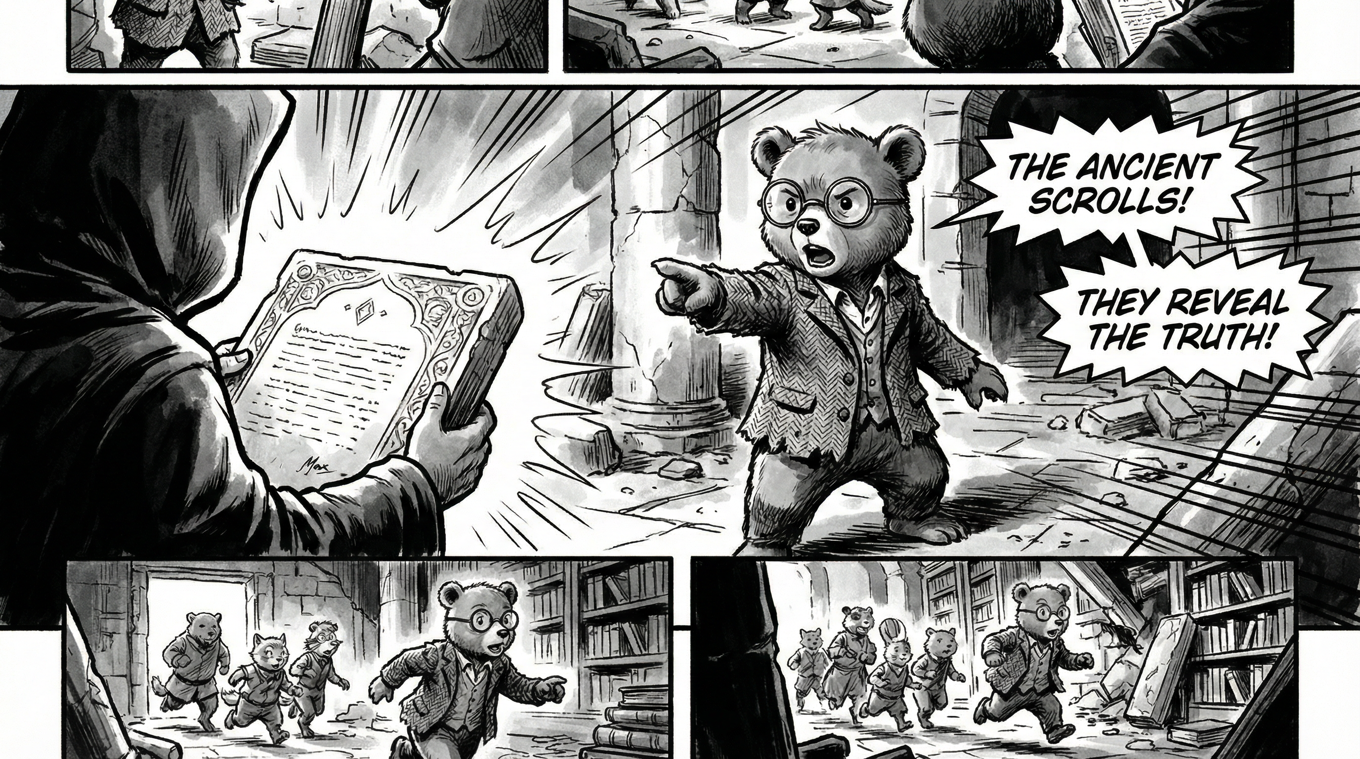 Manga IP Storyboard: Leo & Max Layout 156 (American Comic · Black & White)