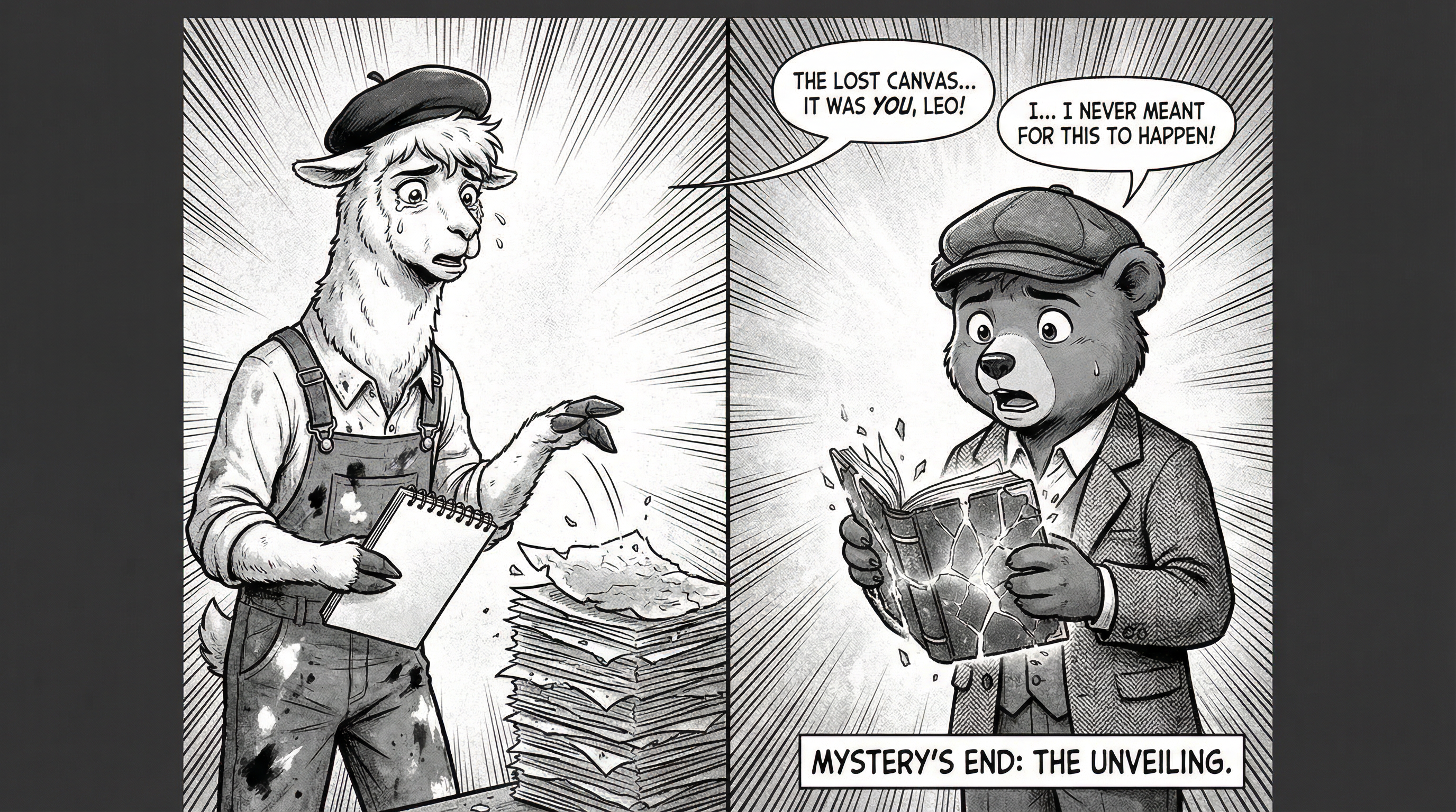 Manga IP Storyboard: Leo & Max Layout 165 (American Comic · Black & White)