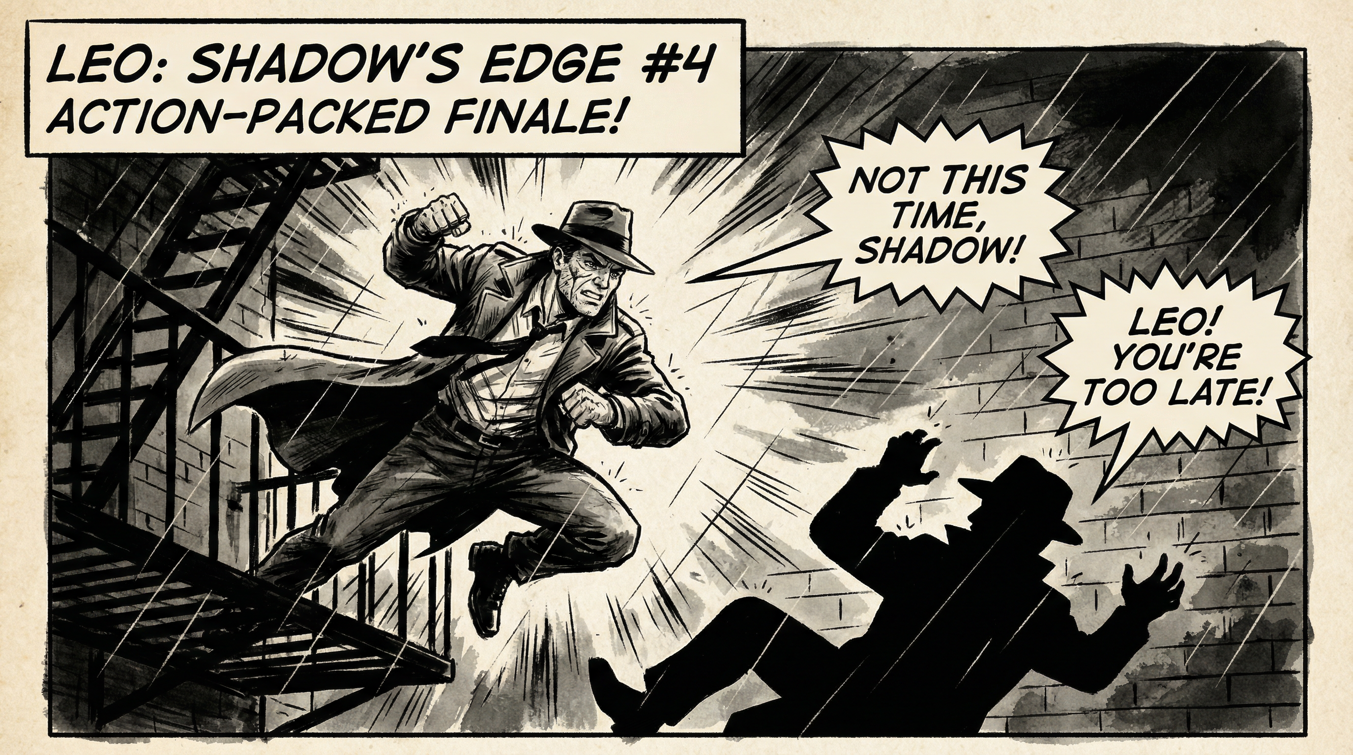 Manga IP Storyboard: Leo & Max Layout 25 (American Comic · Black & White)