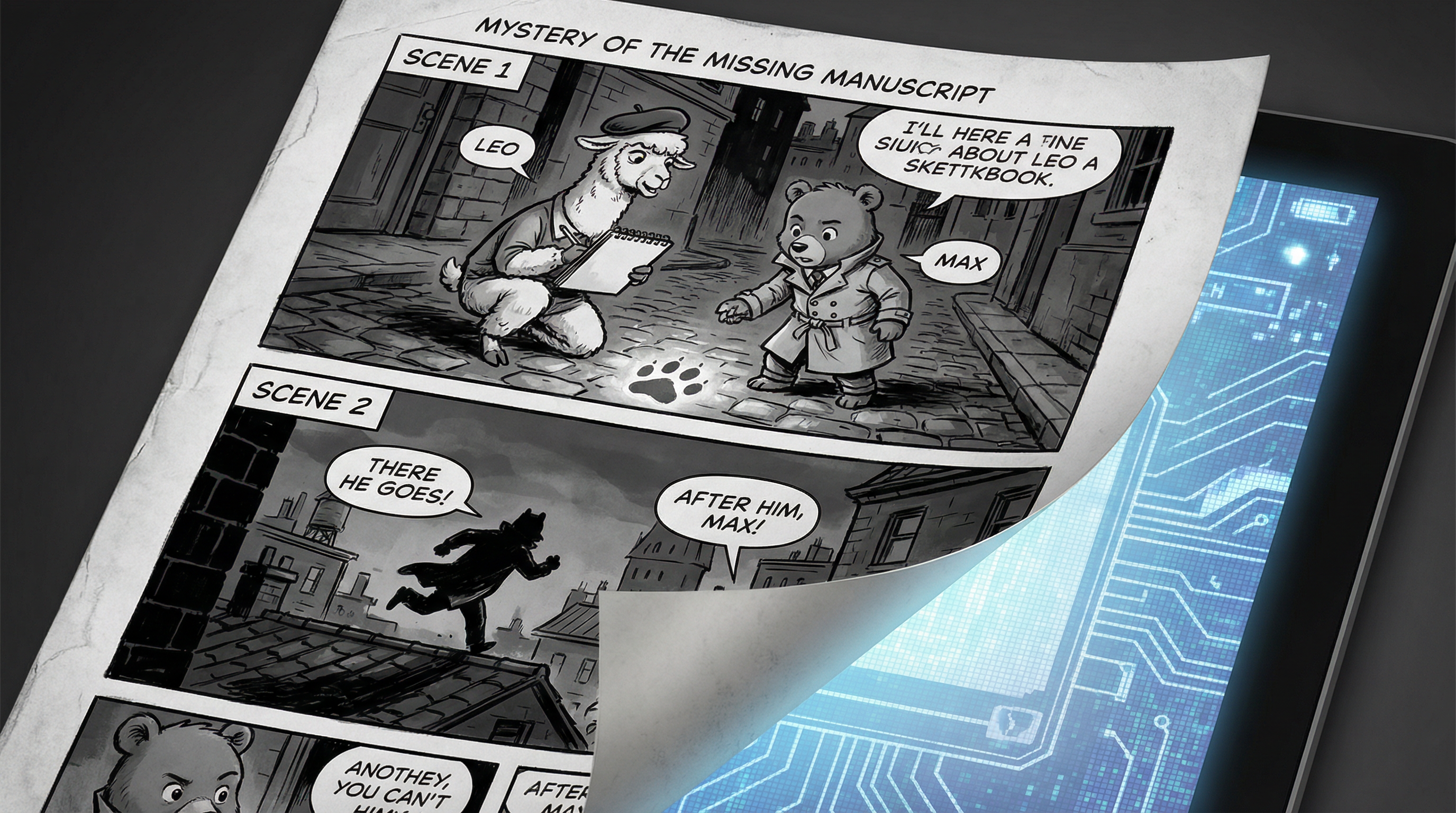 Manga IP Storyboard: Leo & Max Layout 254 (American Comic · Black & White)