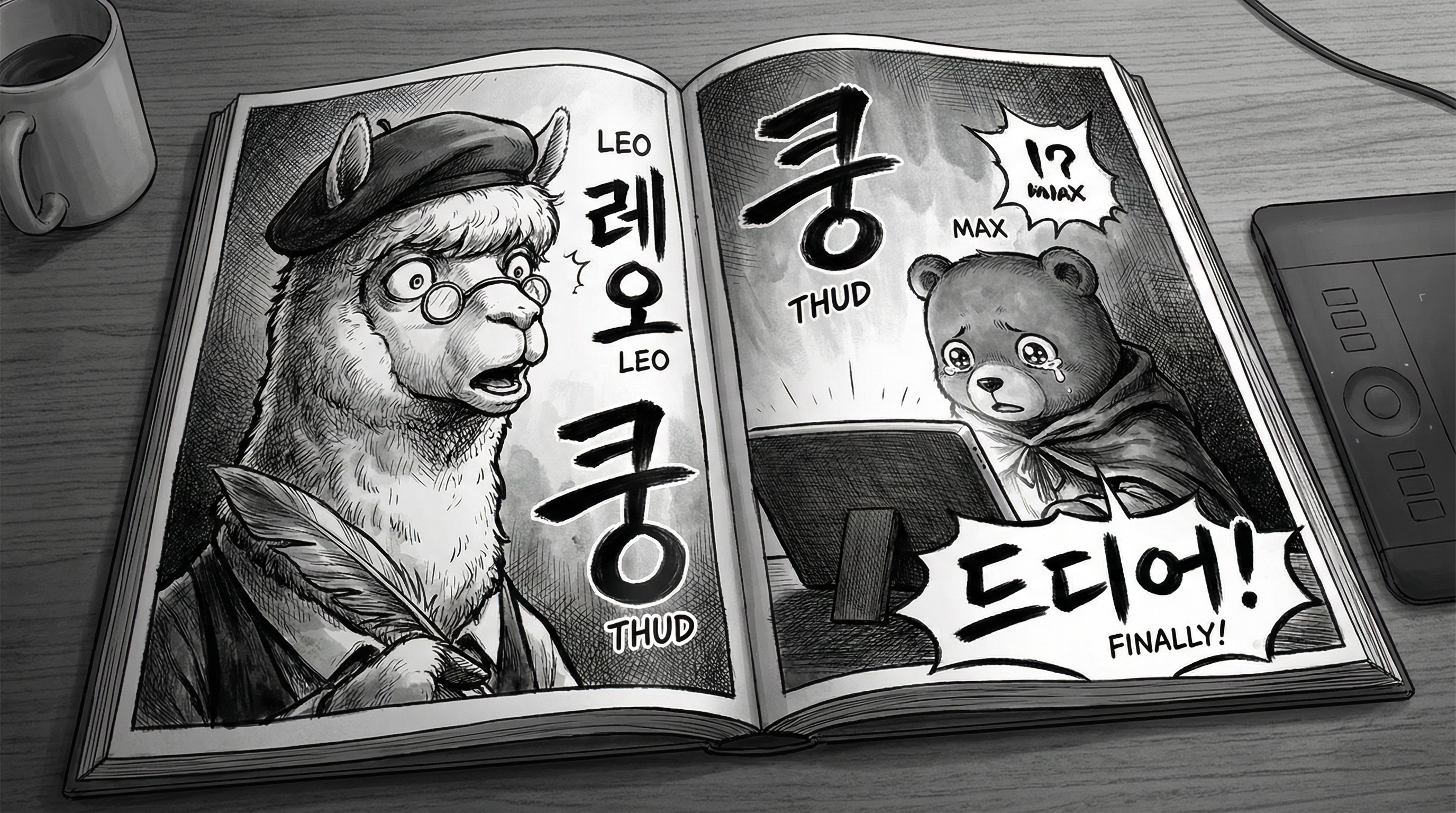 Manga IP Storyboard: Leo & Max Layout 276 (Korean Webtoon · Black & White)