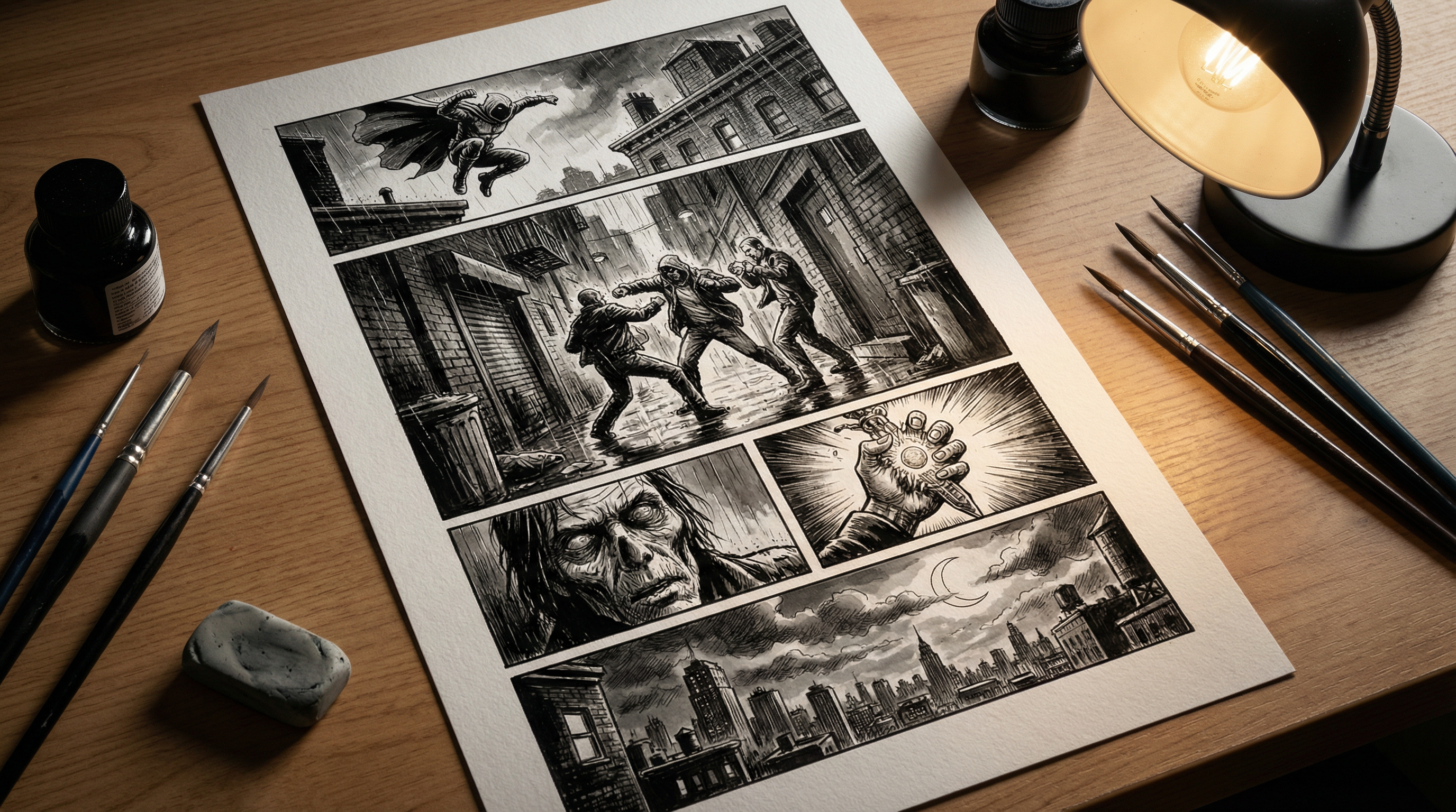 Manga IP Storyboard: Leo & Max Layout 305 (American Comic · Black & White)