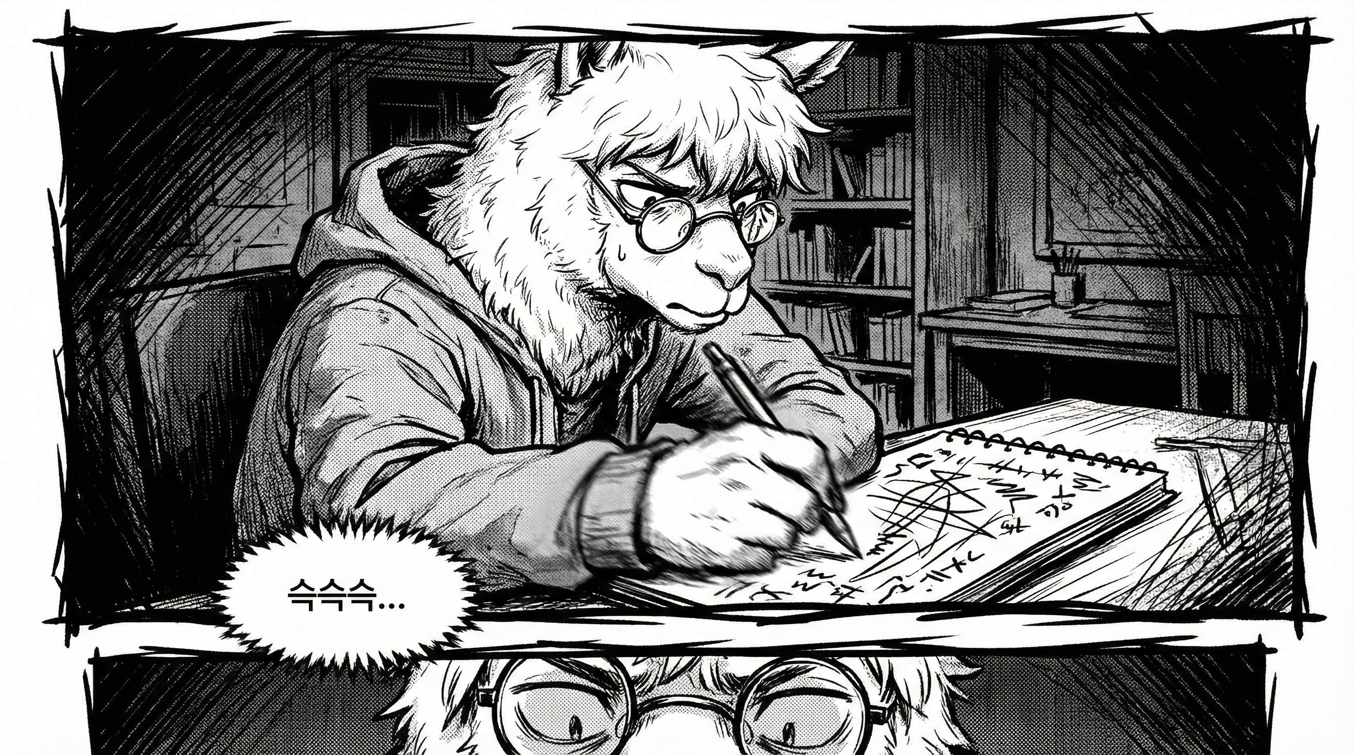 Manga IP Storyboard: Leo & Max Layout 317 (Korean Webtoon · Black & White)