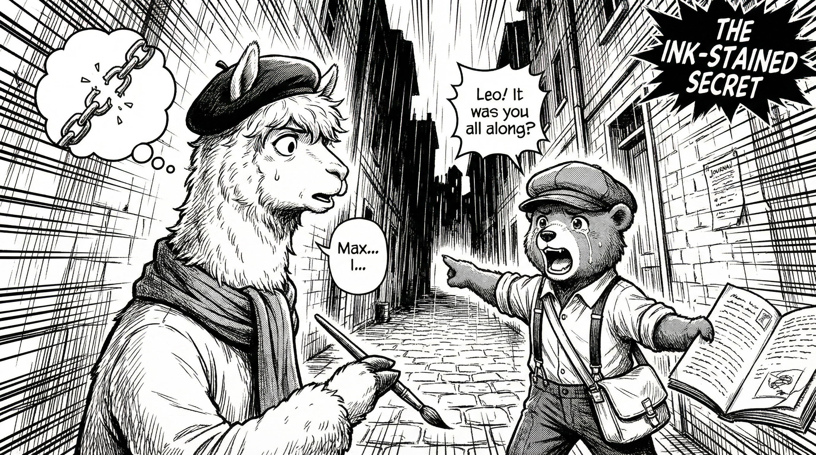 Manga IP Storyboard: Leo & Max Layout 50 (Japanese Manga · Black & White)